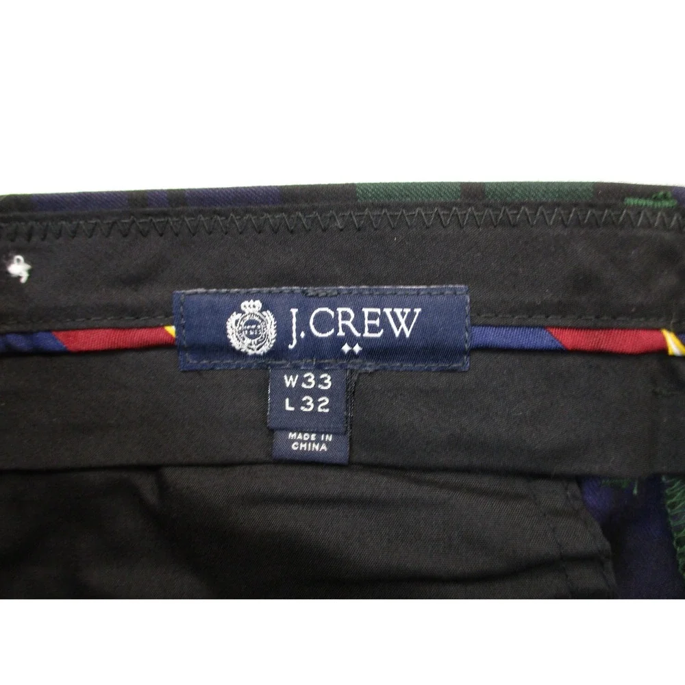 J. Crew Trousers Men 33x32 Blue Green Black Watch Plaid Slim Fit